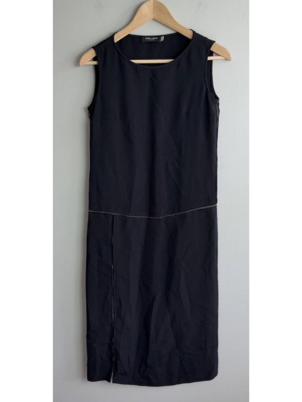 Milla Urban Italy Black Silk Blend Sleeveless Drop Waist Dress Size 4 Vintage Wm